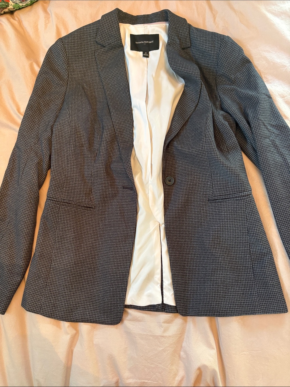 Banana Republic Women's Gray Houndstooth Tailored Blazer
